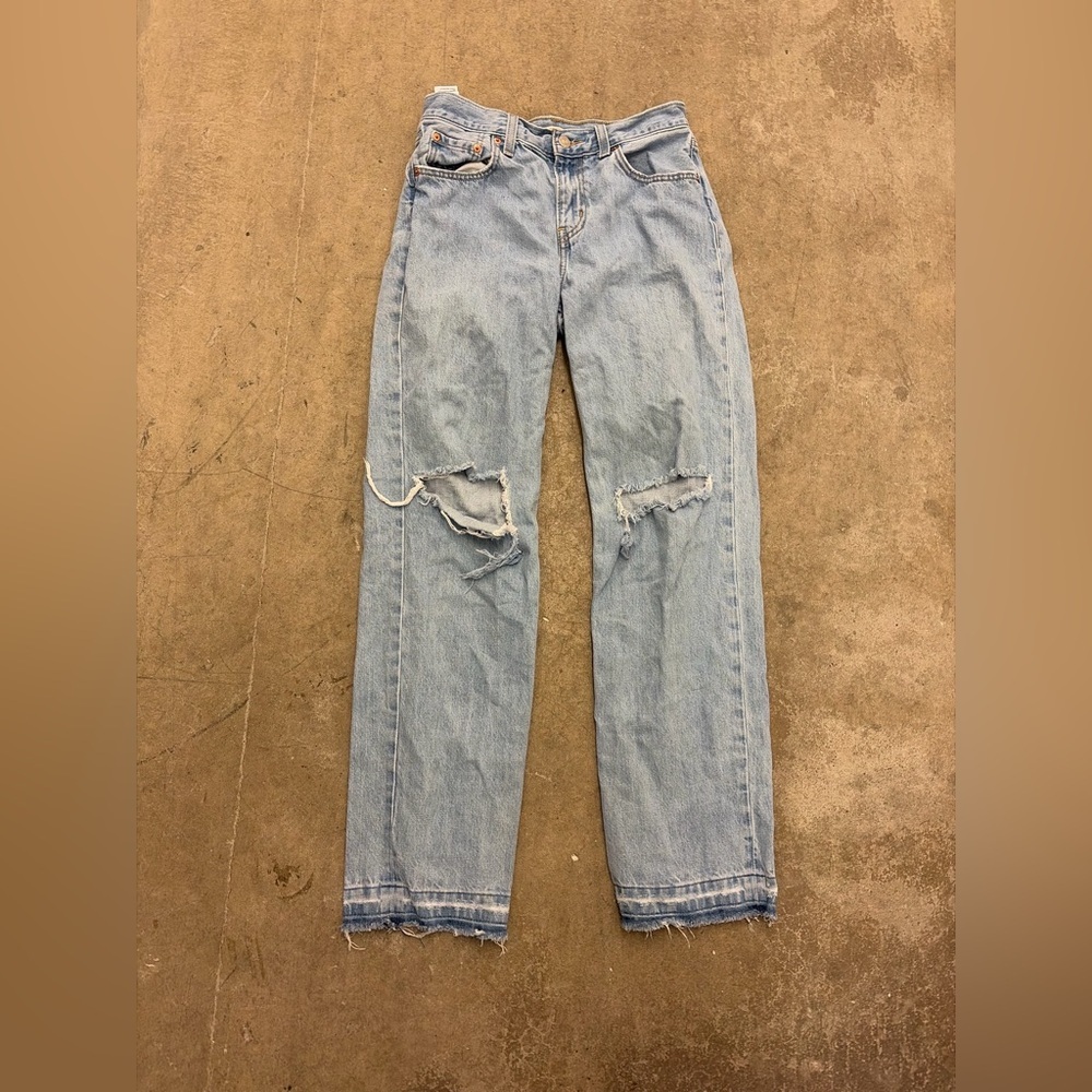Levi’s premium  low pro‎ straight Light Blue Women's Jeans raw hem